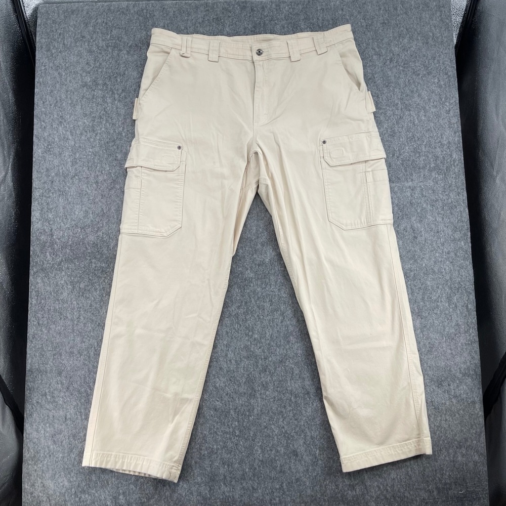 Duluth Trading Co Cargo Pants Mens 42x30 Biege DuluthFlex Fire Hose Relaxed Fit